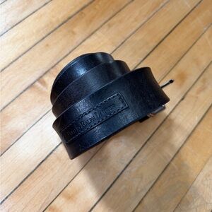 Vintage Polo Ralph Lauren Black Leather Belt Solid Brass Buckle Silver Sz. 38